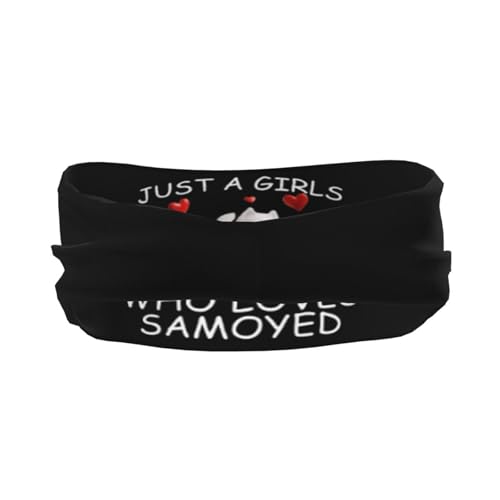 Just A Girls Who Loves Samoyed Dog Adjustable Sports Headband Moisture Wicking Sweatband for Running Workout3