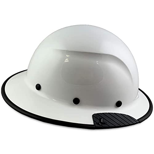 Dax Fiberglass Composite Hard Hat With Hard Hat Tote- Full Brim, White With Protective Edging #TOP3