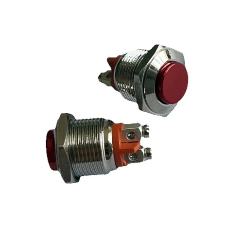 Bouton-poussoir 16mm NC en métal rouge avec finition premium et tête surélevée ergonomique
