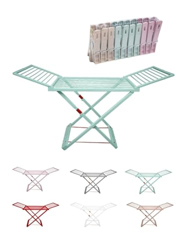 Jardin202 - Tendedero Plegable de Resina Incluye 20 Pinzas – Tendal Abatible Balcón para Interior y Exterior | Plegable (Verde)