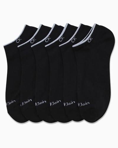 Image of Calvin Klein Womens No Show Socks - 6 Pack Breathable Cotton Blend Athletic Performance Low Cut Running Socks for Women