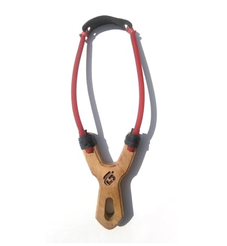 Image of Slingshot Catapult, Hard Wood, Natural Wood Color, with Red Rubber, Pocket Shooter Series - Classic Shooter Pro - Without Extra Material