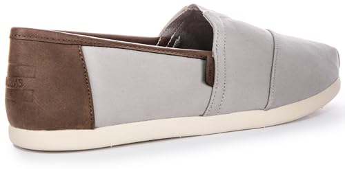 Image of TOMS Men's Alpargata Classic Slip-on Espadrille, Textile /Synthetic Upper, Drizzle Grey Brushed Twill /Tan Synthetic Trim, 8.5