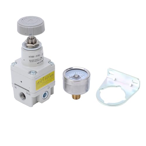 Compressed Air Regulator, Miniature Air Pressure Regulator with Gauge Accurate Pressure Reducing, Valve SMC Type, Embedded Gauge, Bracket