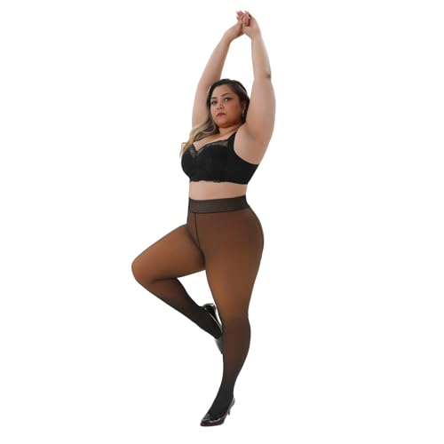 Yilanmy Fleece Lined Tights Plus Size Fake Translucent Winter Warm Leggings for Women Control Top Thick Thermal Pantyhose4