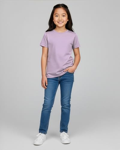 Image of Real Essentials 5 Pack: Girls' Cotton Short Sleeve Crew Neck T-Shirt - Athletic Tee Shirt for Teens Kids Youth (Ages 4-16)