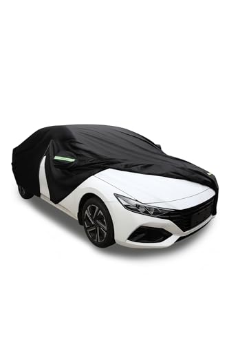 Universal Car Cover 420*170*145cm - Driver Side and Front Passenger Side Zipper Openings - Windproof, Snowproof, Dustproof, Scratch-Resistant, UV Protection - All Season Full Car Cover for Most Sedans