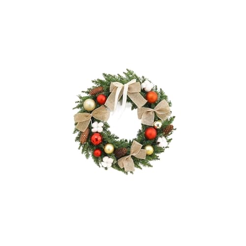 Couronne de Noël 50 cm pour décorations extérieures - Lot de 2 suspensions de porte