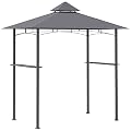 Outsunny 8' x 5' Hardtop Grill Gazebo with Double Roof, Outdoor BBQ Gazebo with 2 Side Shelves, Steel Grill Tent Canopy for Patio Yard Garden, Gray