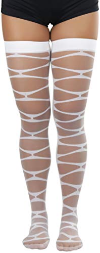 Image of ToBeInStyle Women's Sheer Banded Thigh High Socking w /Opaque Band