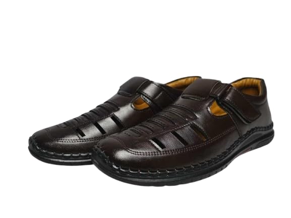 HYBRID Men's Synthetic Leather Thong-Closure Sandals | Comfortable Casual Sandals with Cushioned Sole for Daily Use-image-10