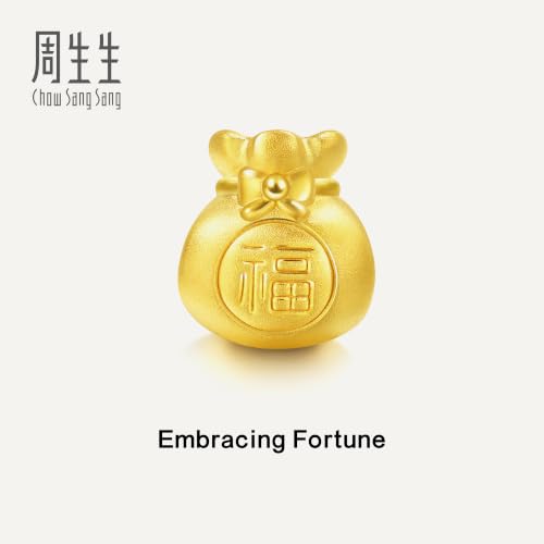 Image of CHOW SANG SANG 999 24K Solid Gold Blessing Bracelet, Fortune Bag Charm Red Bracelet for Women 89197C