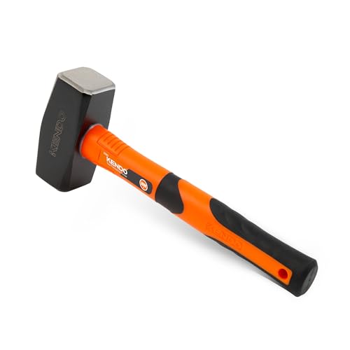 KENDO Fäustel 1000g hochwertiger Kohlenstoffstahlkopf - Fiberglasstiel - Feustel Hammer
