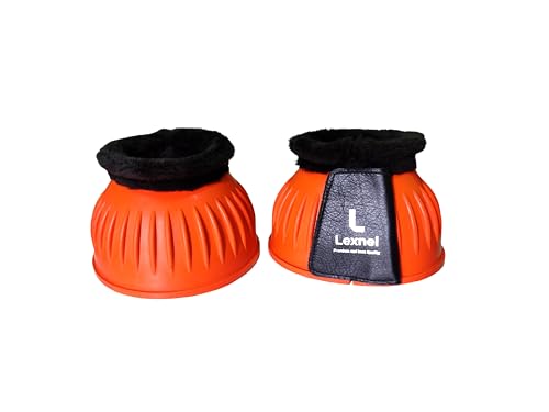 Image of Rubber Bell Boots, Durable Bell Boots for Horse - Superior Hoof Protection and Comfort 1 Pair (Orange, Small)