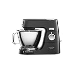 Kenwood KVC85.004.BK Titanium Chef Baker Robot pâtissier, 4 accessoires pour pétrir, fouetter et mélanger, bols de 5L et 3,5L, couvercle anti-éclaboussures