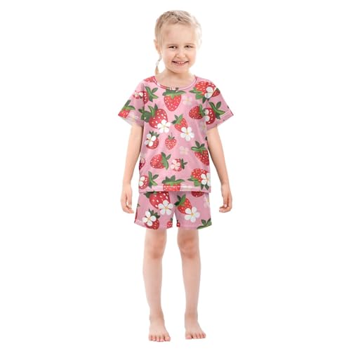 ALAZA Strawberry Floral Fruit Funny Pajamas Short Sleeve 2 Piece Sleepwear Top and Bottom Pajama Set Unisex3