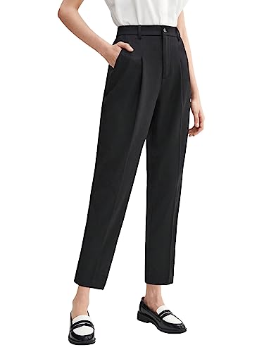SweatyRocks Women's Casual High Waist Loose Straight Leg Cropped Work Pants Trousers with Pocket