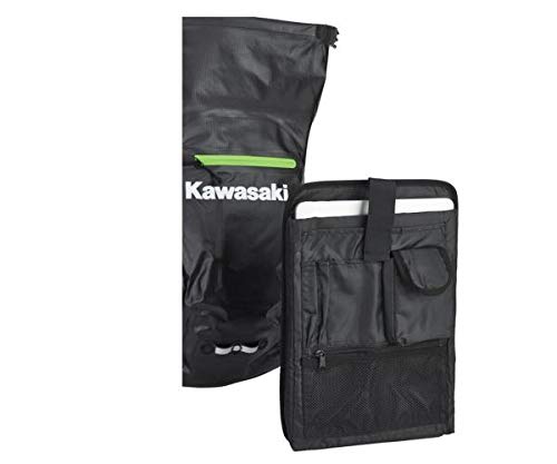 Kawasaki Mochila impermeable de 26 litros para moto, color negro