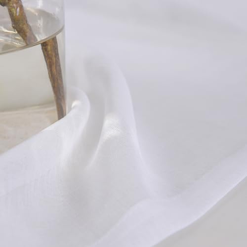 MYSTIC-HOME Sheer Curtains White 95 Inches Long, Window Treatments Rod Pocket Drapes for Living Room, Bedroom, Semi Crinkle Voile Curtain Panels for Yard, Patio, Villa, Parlor, Set of 2, 52"Wx95"L