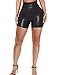 KIWI RATA Black Leather Shorts for Women High Waisted Shiny Pleather Rave Bottoms