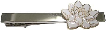 Kiola Designs White Toned Sacred Lotus Water Lily Flower Tie Clip image 3