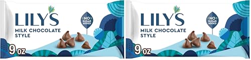 LILY'S Milk Chocolate Style No Sugar Added, Baking Chips Bag, 9 oz (Pack of 2)