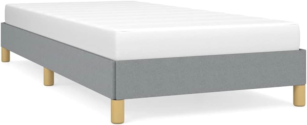 Twin XL Bed Frame Light Grey Polyester Fabric with Engineered Wood Platform, Sturdy Slatted Foundation, Easy Assembly, No Box Spring Needed, Modern Minimalist Bedroom Furniture
