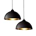 Produktbild ERWEY 2x 35cm Industrielle Vintage Pendelleuchte LED Retro Hängeleuchte mit E27 Fassung Eisen Lampenschirm für Esszimmer Wohnzimmer Restaurant Keller Untergeschoss usw. (Schwarz-Gold, 35cm)