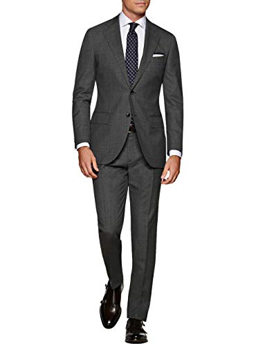 DTI GV Executive Italian Men's Two Button Wool Suit Jacket with Pant 2 Piece Set