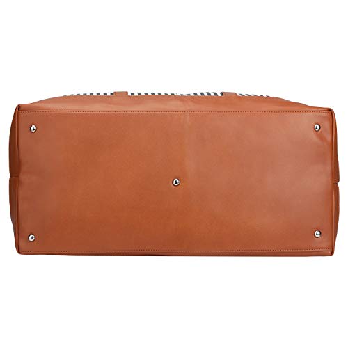 S-ZONE Women Travel Weekender Bags Canvas Carryon Shoulder Tote Duffel PU Leather Purse