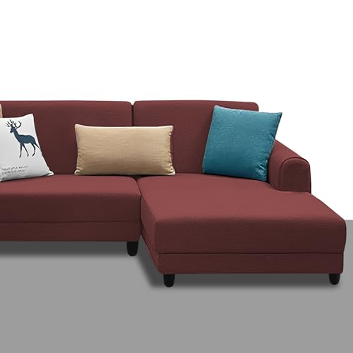 Image of Kraven RHS 4 Seater L Shape Sofa Set for Living Room (Maroon Fabric) Premium Fabric Sofa