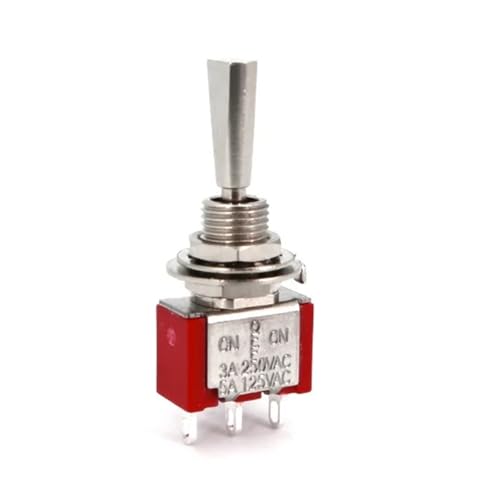 5 interruptores mini SPDT de 3 posiciones con enclavamiento, palanca plana SH T8014-U, pines, encendido-apagado-encendido