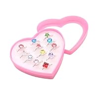 TENGEE 12 Stück Kinderringe Mädchen,Prinzessin Schmuck Set,Kinderringe Mädchen mit Herzformkasten,Ringe Kindergeburtstag kinderringe mädchen,für Geburtstagsfeier Kinder Geburtstag Party Favors