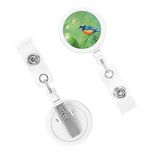 Flowers Leaves Retractable Badge Holders With Alligator Clip Name Tag Card Lanyard Birds Floral Badge Reels 360° Swivel Buckle Hanging Key Chain Men Women Boy Girl Gift #TOP1