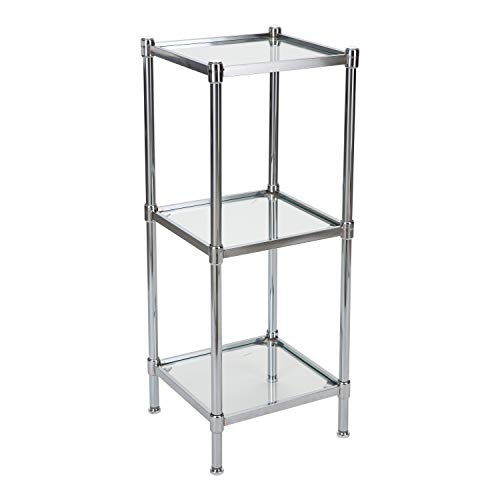Organize It All 3 Tier Tempered Glass Freestanding Bathroom Storage Tower 13.25 X 13.25 X 31 Inches #TOP18