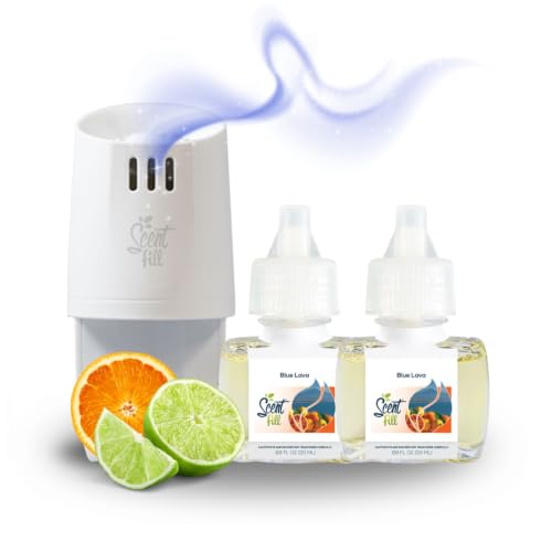 Scent Fill Blue Lava Plug in Air Freshener Scented Oil Refills 2 Refills + Diffuser