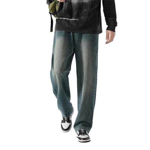 Men's Oversized Jeans Extra Long Tall Denim Pants Thickened Straight Floor Length Casual Trousers