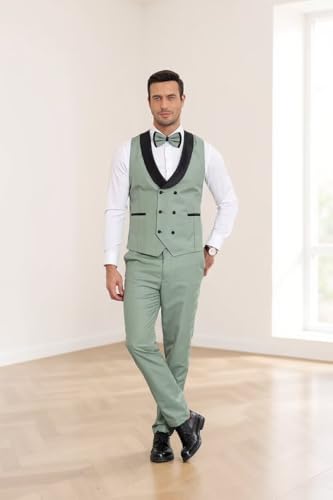 Mens 3 Piece Slim Fit Tuxedo Set Wedding Tuxedo for Men Double Breasted Suit Prom Tuxedos Blazer Vest Pants3