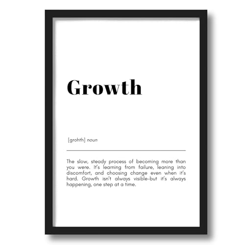 Image of ArtAction Growth Wall Frame Poster | Motivational Office Word Art for Study Room & Workspace | A4 Size | Framed Typography Poster | Minimalistic Gift for Office Decor