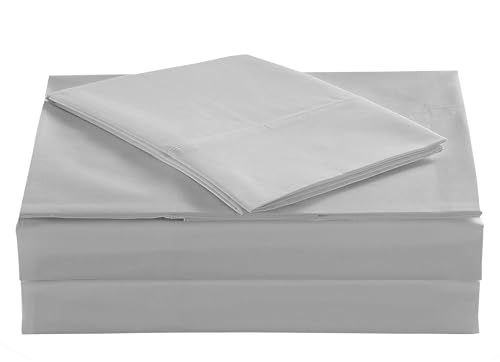 Image of 100% Cotton Percale Sheets Queen Size - 200 Thread Count, Breathable & Crisp Cool, Deep Pocket up to 17 inch Fitted Sheet, 4-Piece Bedding Set Hotel-Luxury Feel Bed Sheet Set (Light Gray, Queen)