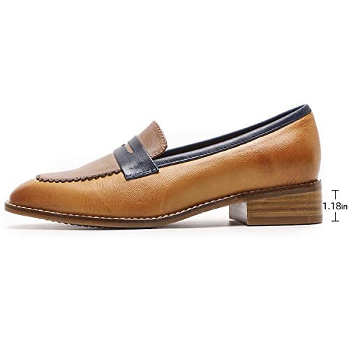 Image of Mona flying Womens Leather Square Toe Penny Loafer Slip on Flat Office Shoe