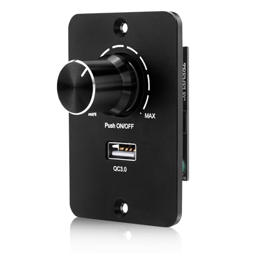 DC 12 24V LED Dimmer PWM Dimmschalter WIYETY para Wohnmobil, Boot, LKW, Caravan, Anhänger, einfarbige LED Streifen mit USB Schnellladen QC 3.0, 5A 3 Draht