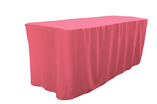 LA Linen Polyester Poplin Fitted Tablecloth, 48"L x 30"W x 30"H, Hot Pink