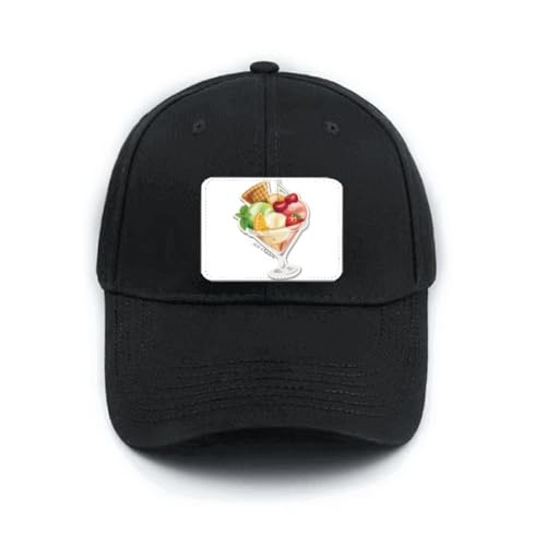 Casquette de baseball noire avec motif cerise et fruits doux réglable