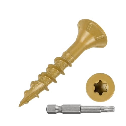 Vis de terrasse #8 x 1 en acier au carbone Torx T25 marron clair Lot de 200 Metallixity pour bois