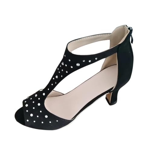 Luckywaqng sandaler damer sommar med klack, bekväma Hallux Valgus höga klackskor, öppna Slingback pumps eleganta och bekväma sandaletter, breda H sandaler & glides klackskor, sommarskor, Z-svart10, 42