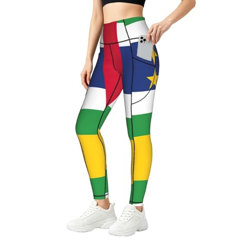 Leggings de África Central con bolsillos para mujer: mallas elásticas de entrenamiento