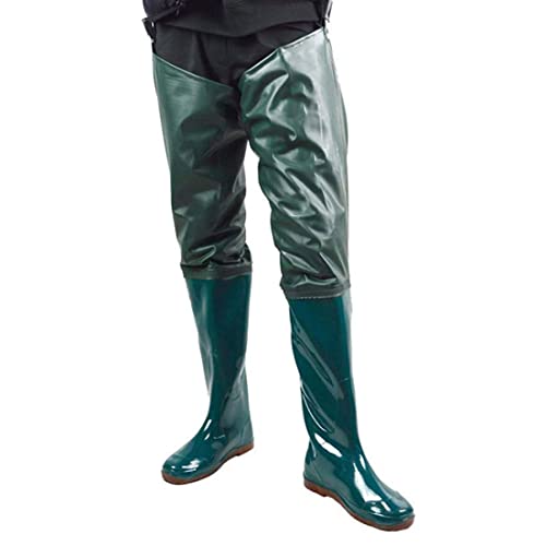 Pantalones para vadear de PVC verde alta resistencia con botas de pesca 5