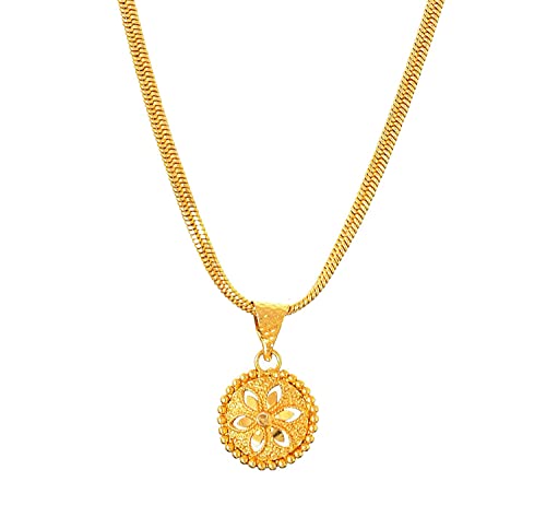 Image of Handicraft Kottage 1gm 22Ct Gold Plated chain with Pendant | latest & Stylish Celebrity Inspired Chain /Necklace /Jewellery Set /Fashion jewellery for Men, Women Boys Girls