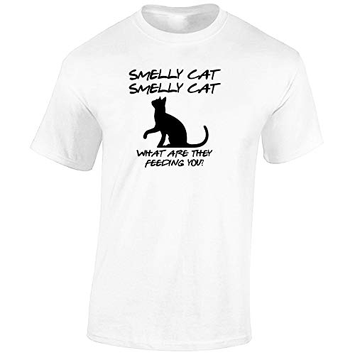 JLB Print Smelly Cat Comedy TV Show Inspired Premium Quality Regular Fit T-Shirt Top for Men and Teens - White / 5XL